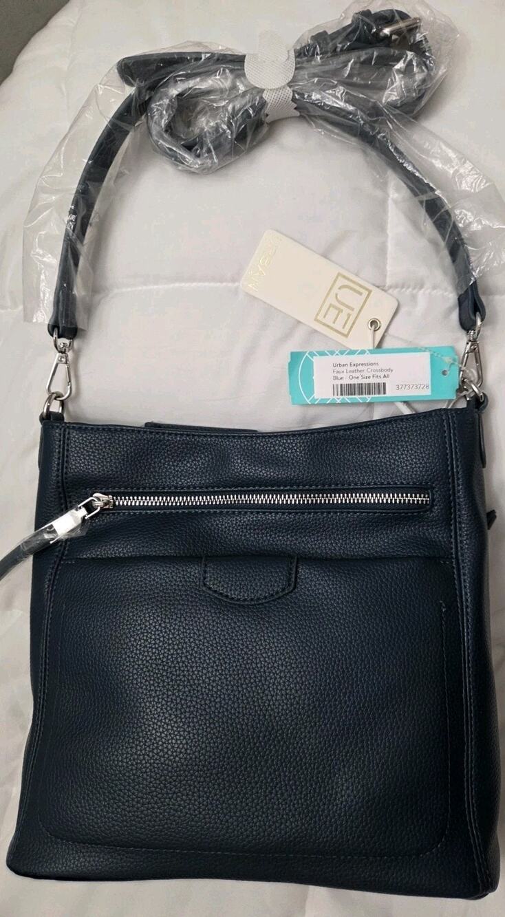 Urban Expressions Blue Crossbody Bag Zip Closure Adjustable Strap Inner Pockets